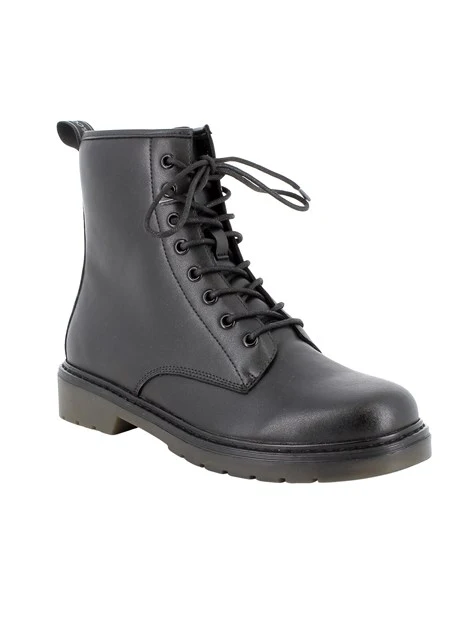 ANFIBI IN PELLE E CON LACCI DONNA NERO