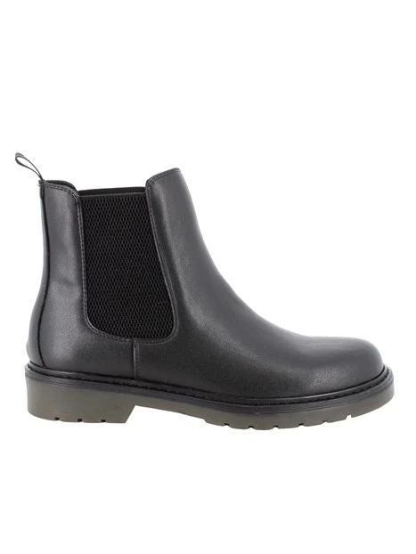 STIVALETTI TACCO BASSO IN PELLE E CON ELASTICI DONNA NERO