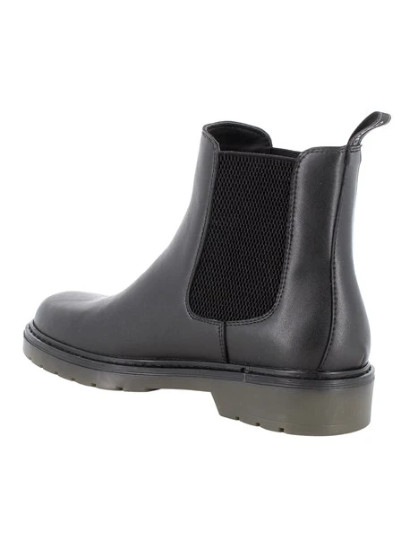 STIVALETTI TACCO BASSO IN PELLE E CON ELASTICI DONNA NERO
