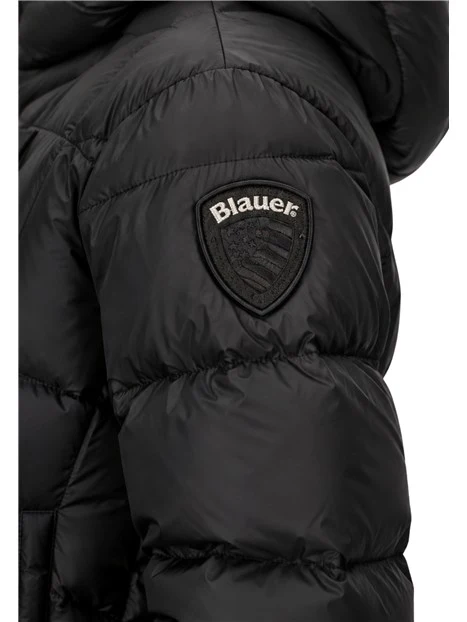 PIUMINO CON CAPPUCCIO E TRAPUNTATURA MISTA DONNA NERO