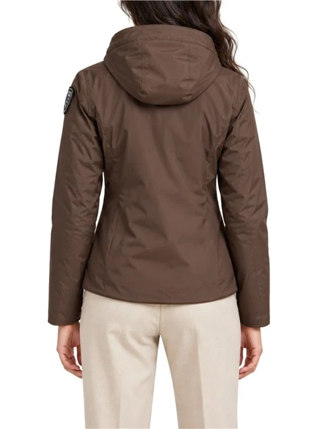 GIACCA IMPERMEABILE CON INTERNO ECO PELLICCIA DONNA MARRONE