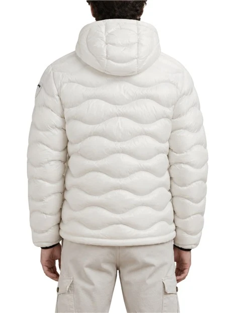 GIACCA IMPERMEABILE IMBOTTITA CON CAPPUCCIO UOMO BIANCO