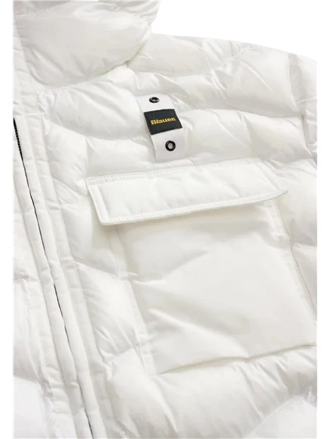 GIACCA IMPERMEABILE IMBOTTITA CON CAPPUCCIO UOMO BIANCO