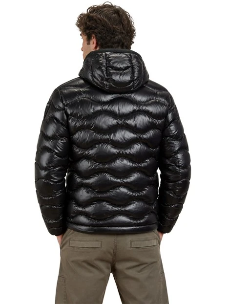 GIACCA IMPERMEABILE IMBOTTITA CON CAPPUCCIO UOMO NERO
