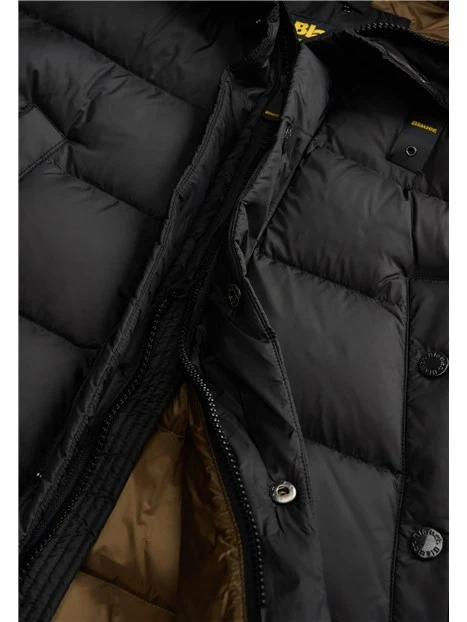 PIUMINO CON TASCHE CHIUSURA A SCATTO UOMO NERO