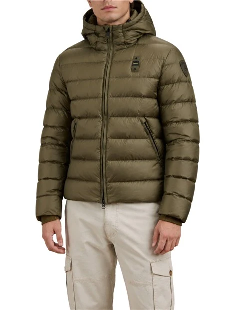 PIUMINO IN NYLON LUCIDO CON CAPPUCCIO UOMO VERDE