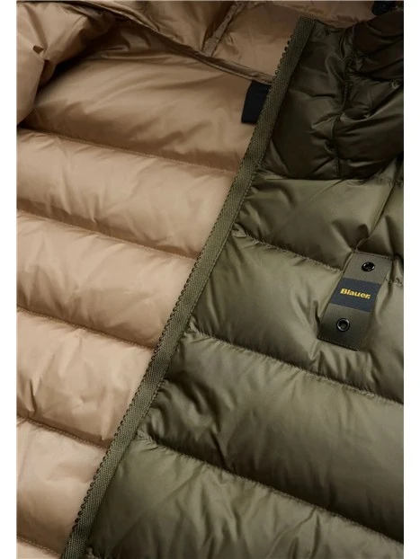 PIUMINO IN NYLON LUCIDO CON CAPPUCCIO UOMO VERDE