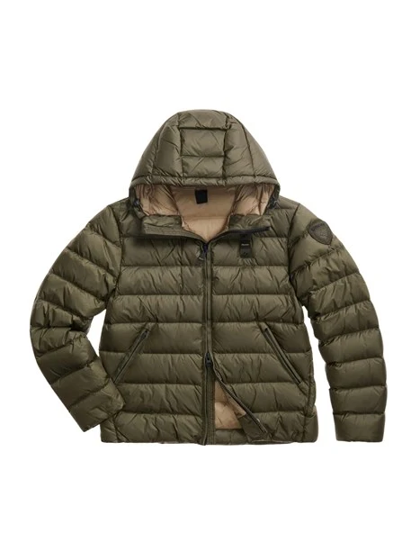 PIUMINO IN NYLON LUCIDO CON CAPPUCCIO UOMO VERDE
