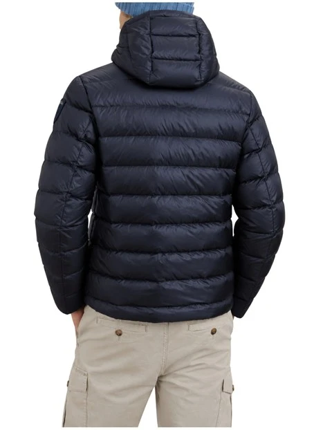PIUMINO IN NYLON LUCIDO CON CAPPUCCIO UOMO BLU