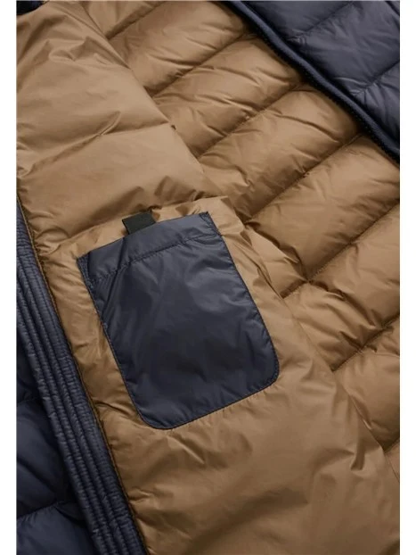 PIUMINO IN NYLON LUCIDO CON CAPPUCCIO UOMO BLU