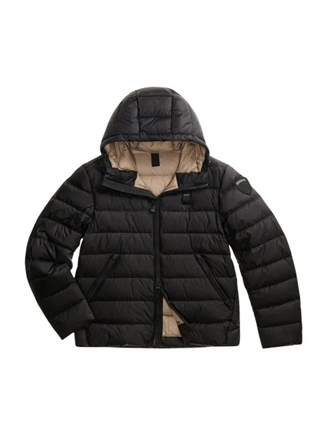 PIUMINO IN NYLON LUCIDO CON CAPPUCCIO UOMO NERO