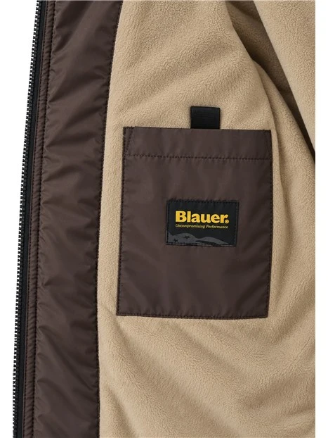 GIACCA IMPERMEABILE LUNGA CON INTERNO IN ECO PELLICCIA UOMO MARRONE