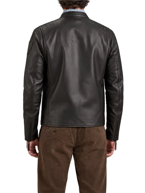 GIACCA IN PELLE BIKER UOMO MARRONE