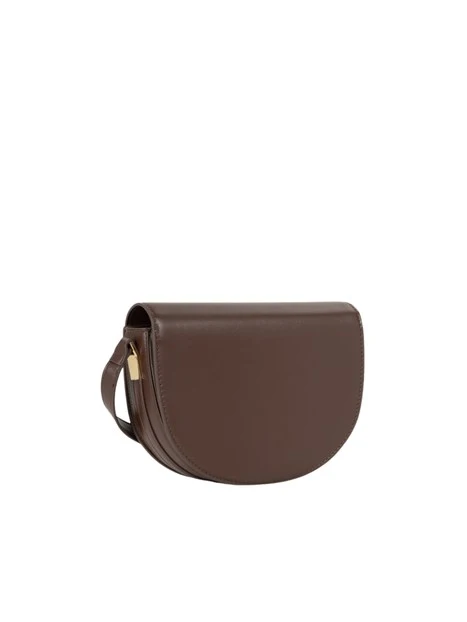 BORSA A TRACOLLA CON PATTINA FRONTALE DONNA MARRONE