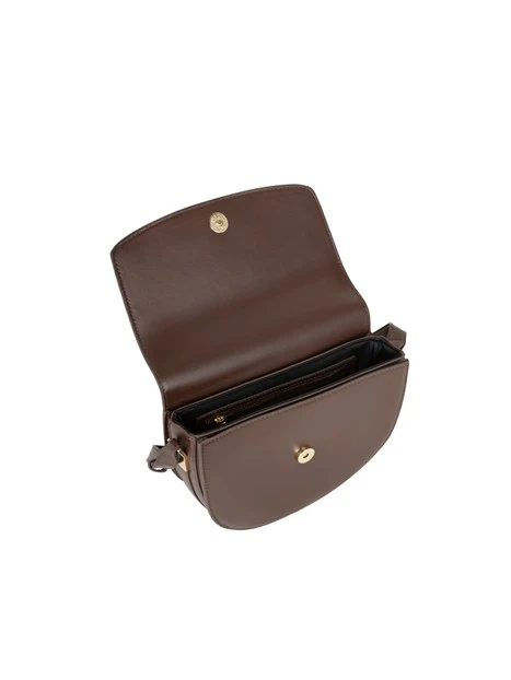 BORSA A TRACOLLA CON PATTINA FRONTALE DONNA MARRONE