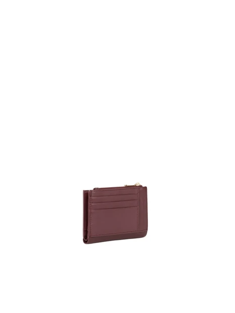 PORTAFOGLIO COMPATTO CON PORTA CARTE E TASCA ZIP DONNA BORDEAUX