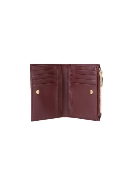 PORTAFOGLIO COMPATTO CON PORTA CARTE E TASCA ZIP DONNA BORDEAUX