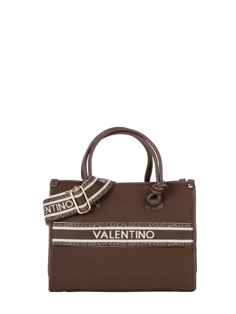 BORSA SHOPPING CON TRACOLLA LOGO DONNA MARRONE