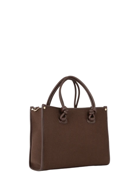 BORSA SHOPPING CON TRACOLLA LOGO DONNA MARRONE