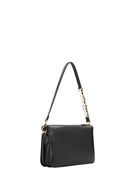 BORSA A TRACOLLA CON DETTAGLIO METALLICO DONNA NERO