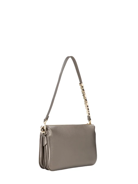 BORSA A TRACOLLA CON DETTAGLIO METALLICO DONNA GRIGIO