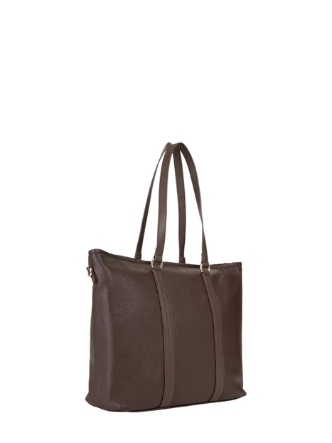 BORSA SHOPPING CON CIONDOLO LOGO DONNA MARRONE