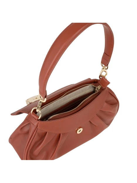 BORSA A TRACOLLA CON DETTAGLIO CIRCOLARE DONNA MARRONE
