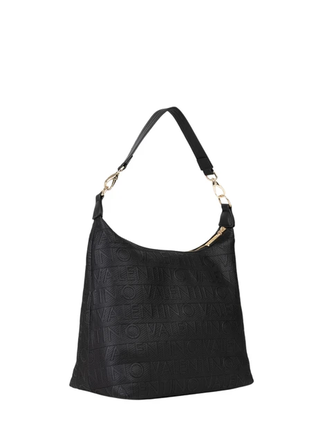 BORSA A SPALLA A SACCA LOGO ALL-OVER DONNA NERO