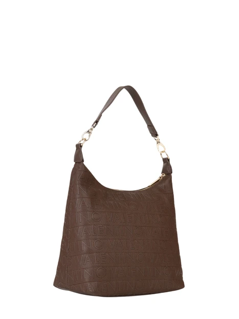 BORSA A SPALLA A SACCA LOGO ALL-OVER DONNA MARRONE