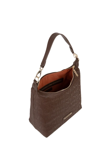 BORSA A SPALLA A SACCA LOGO ALL-OVER DONNA MARRONE