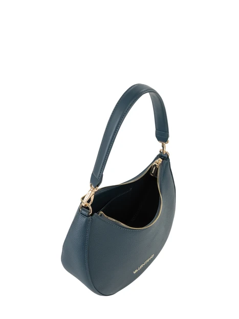 BORSA A SPALLA A MEZZALUNA CON LOGO GRAFFETTATO DONNA BLU PETROLIO