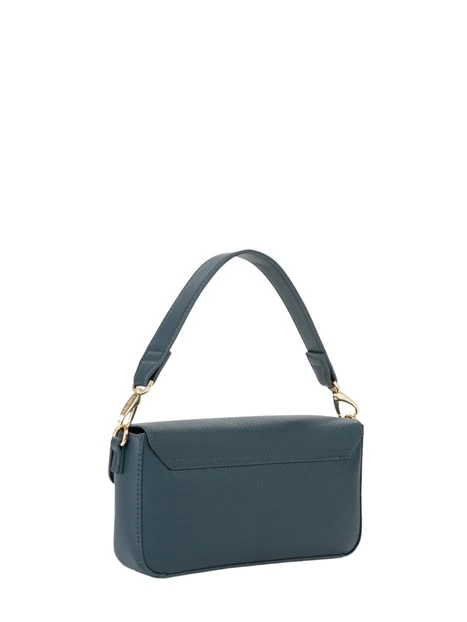BORSA A SPALLA BAGUETTE CON LOGO GRAFFETTATO DONNA BLU