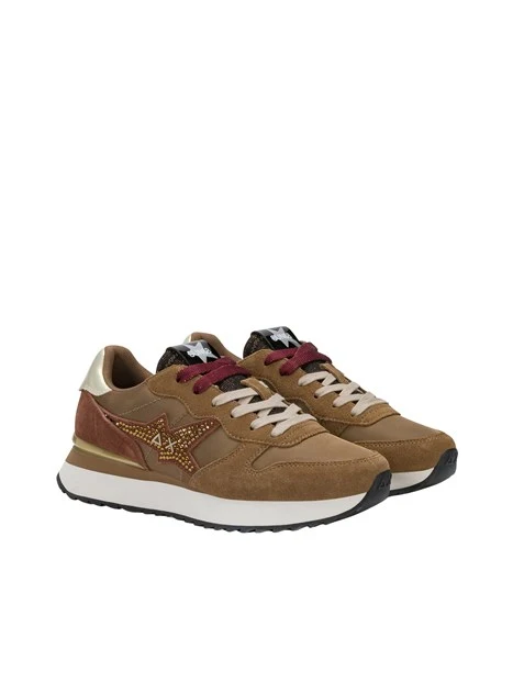 SNEAKERS PLATFORM Z46223 CON STRASS DONNA MARRONE