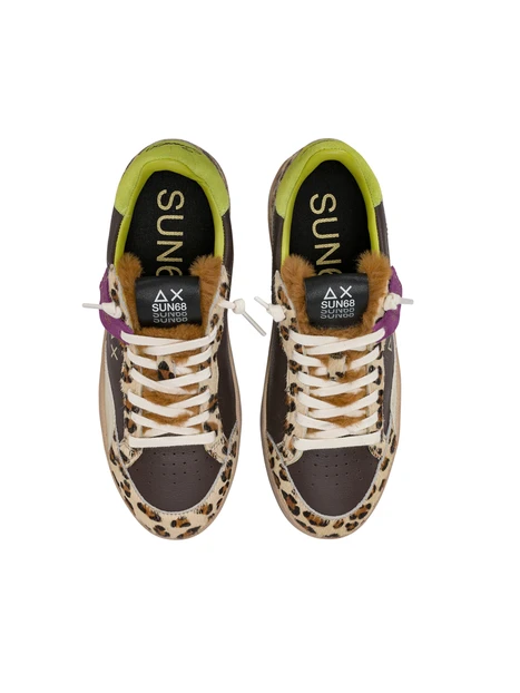 SNEAKERS BASSE Z46250 ANIMALIER GOLD EDITION DONNA MARRONE