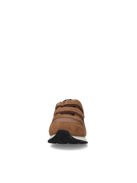 SNEAKERS BASSE CON DOPPIO STRAP E INSERTI A CONTRASTO BAMBINO MARRONE