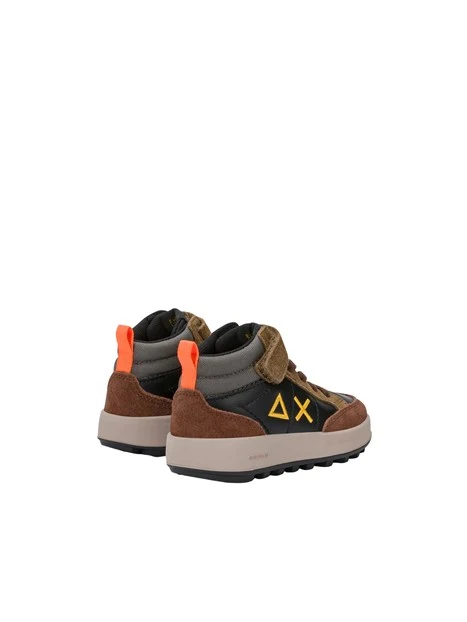 SNEAKERS ALTE CON LACCI E STRAP BAMBINO NERO