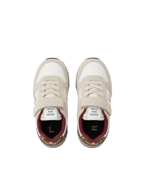SNEAKERS BASSE CON LACCI E STRAP BAMBINA BEIGE