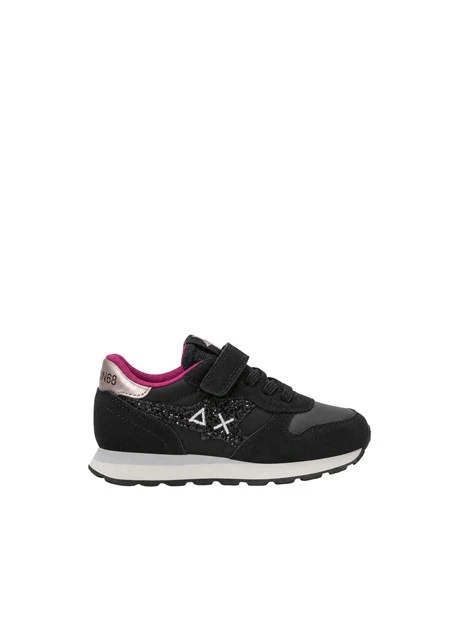 SNEAKERS BASSE CON LACCI E STRAP BAMBINA NERE