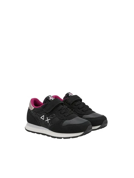 SNEAKERS BASSE CON LACCI E STRAP BAMBINA NERE