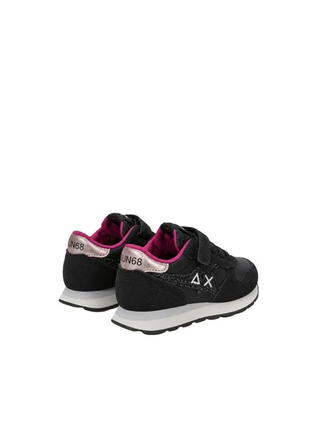SNEAKERS BASSE CON LACCI E STRAP BAMBINA NERE