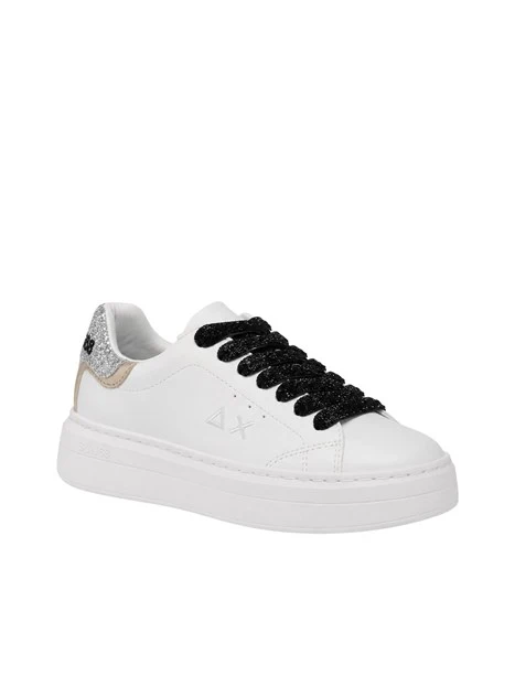 SNEAKERS ALTE TALLONE GLITTERATO BAMBINA BIANCO