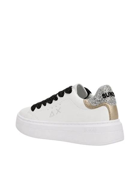 SNEAKERS ALTE TALLONE GLITTERATO BAMBINA BIANCO