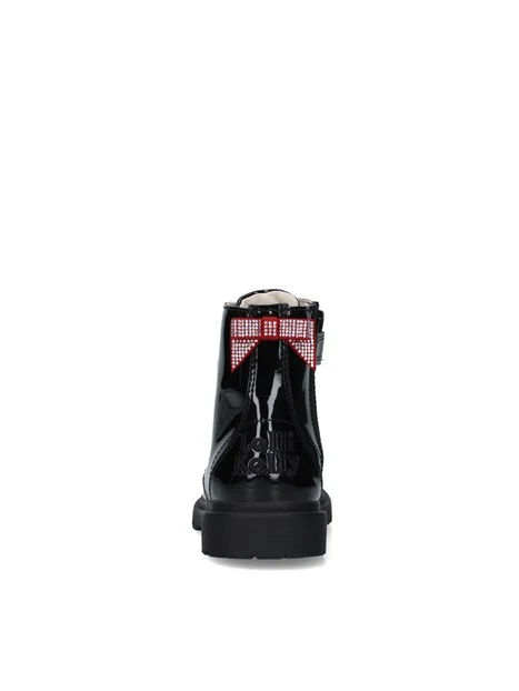 ANFIBI VERNICIATI CON ORSETTO DECORATIVO BAMBINA NERO