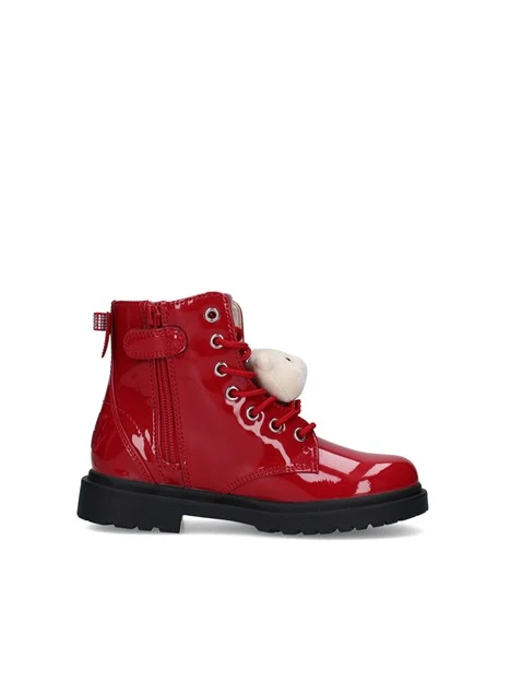 ANFIBI VERNICIATI CON ORSETTO DECORATIVO BAMBINA ROSSO