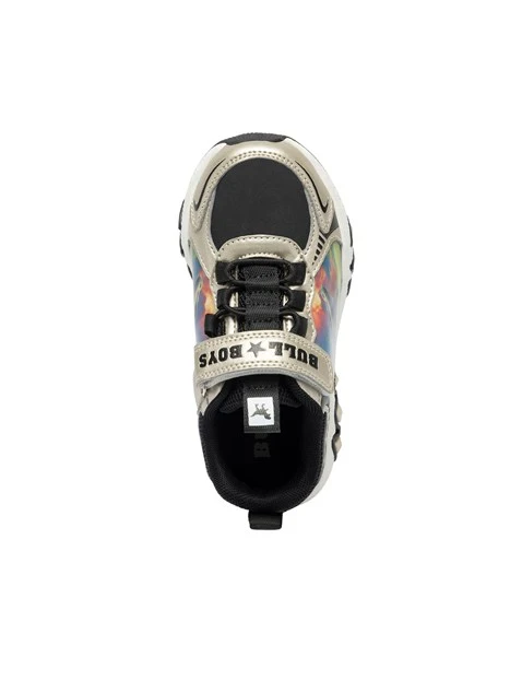 SNEAKERS BASSE CON STRAPPO E STAMPA DINOSAURO BAMBINO ORO