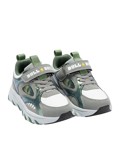 SNEAKERS BASSE CON STRAPPO E DETTAGLI A CONTRASTO BAMBINO GRIGIO