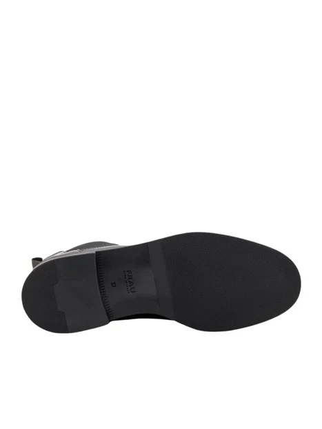 STIVALETTI TACCO BASSO IN PELLE CON INSERTI ELASTICI DONNA NERO