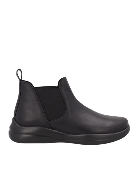 STIVALETTI TACCO BASSO BEATLES IN PELLE E TESSUTO DONNA NERO