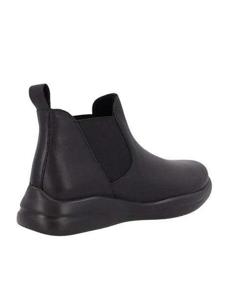 STIVALETTI TACCO BASSO BEATLES IN PELLE E TESSUTO DONNA NERO