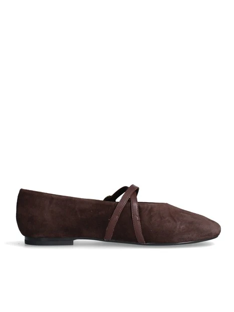 BALLERINE A69C6 DOPPIO CINTURINO DONNA MARRONE
